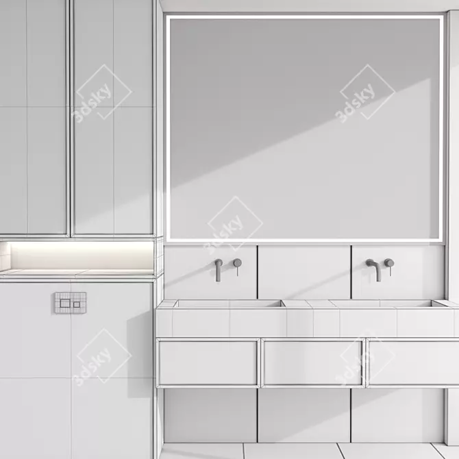 Modern Bathroom Furniture Set 101 3D model image 4