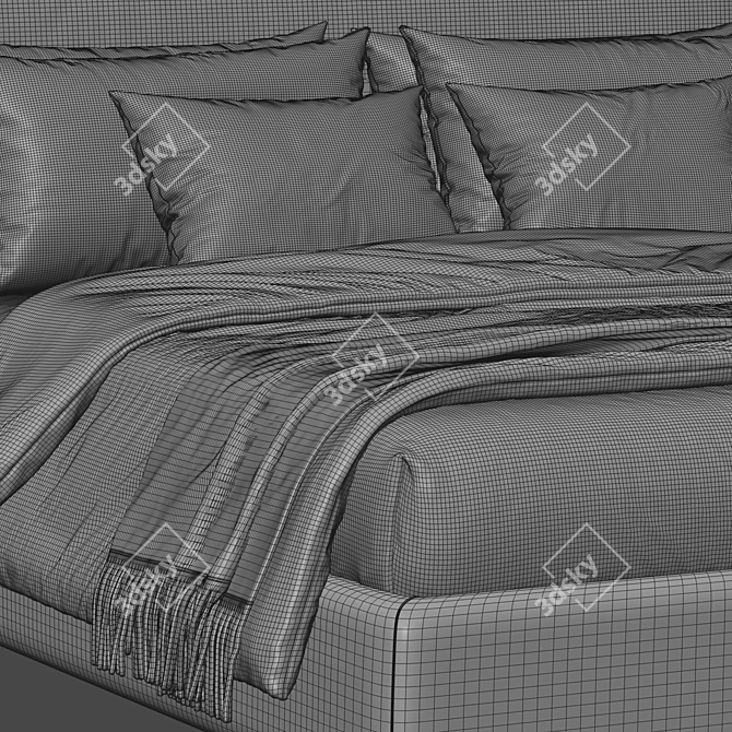 Elegant Duomo Mono Bed Frame 3D model image 3