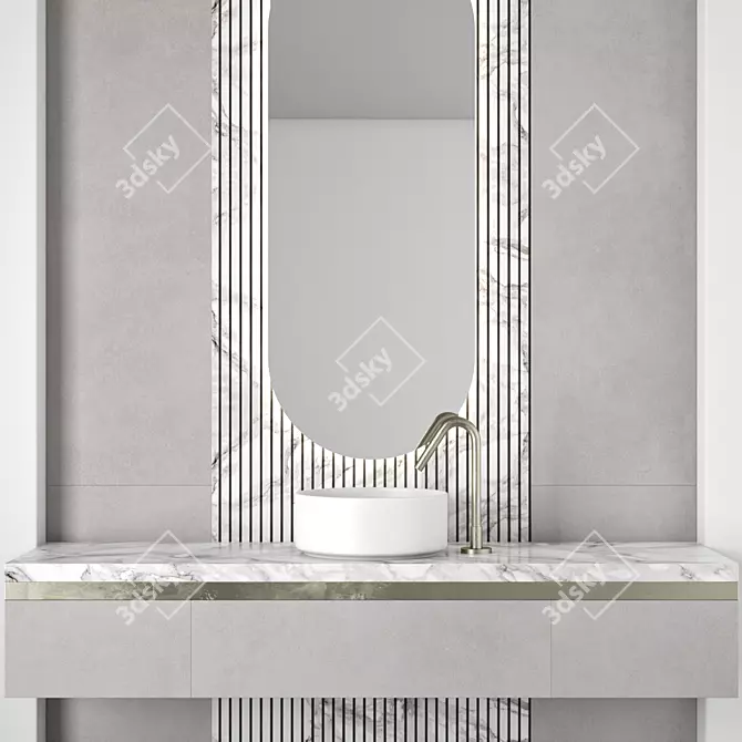 Modern Bathroom Furniture Set 104 3D model image 3