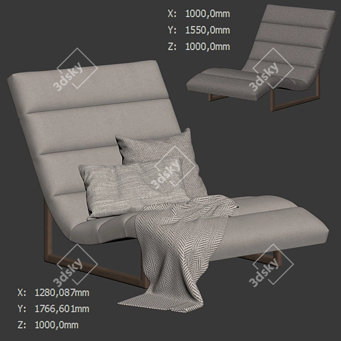 Sag Harbor Chaise: Modern Luxury lounger 3D model image 6