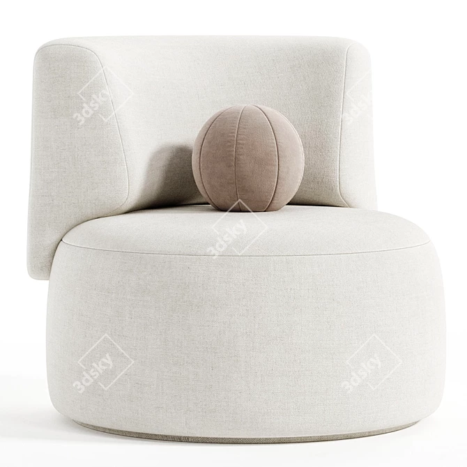 Contemporary French Design Armchair 3D model image 1