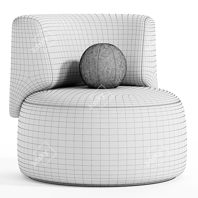 Contemporary French Design Armchair 3D model image 5