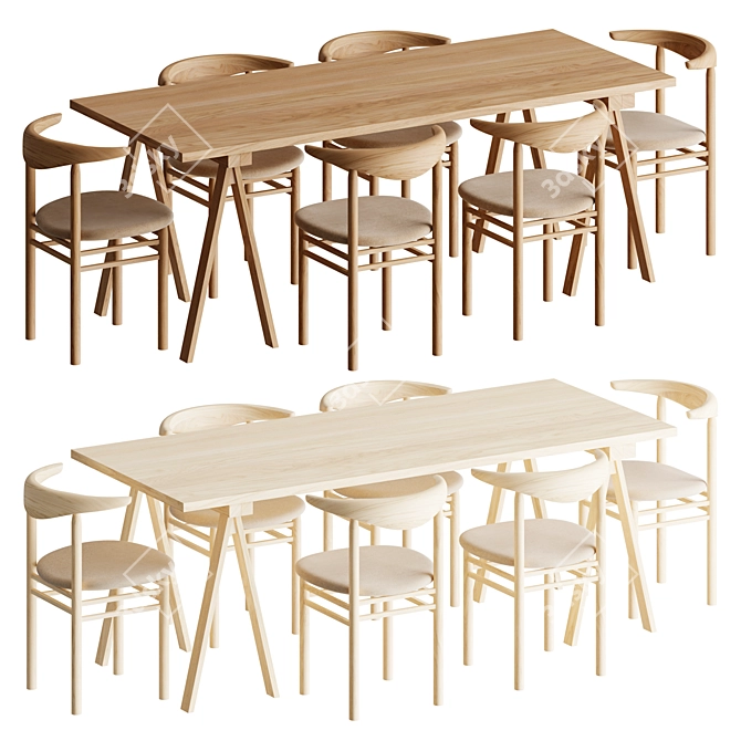 Nikari Modern Dining Set 3D model image 1