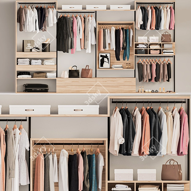 Clothing Store Wardrobe Rack 3D model image 1