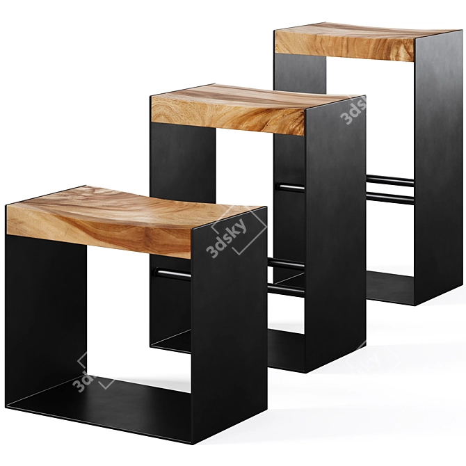 Iron Frame Stools Collection 3D model image 1