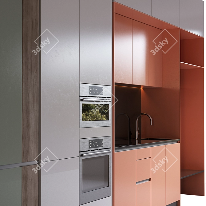 Streamlined Multimaterial Kitchen 3D model image 5