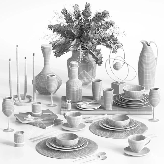 Elegant Tableware Set for 3D 3D model image 4