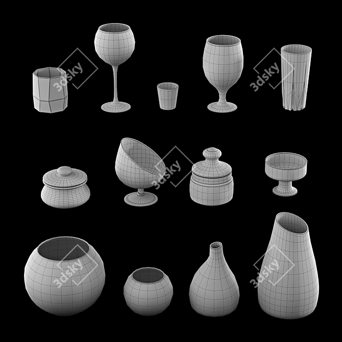 Glassware Set for Tabletop and Display 3D model image 2