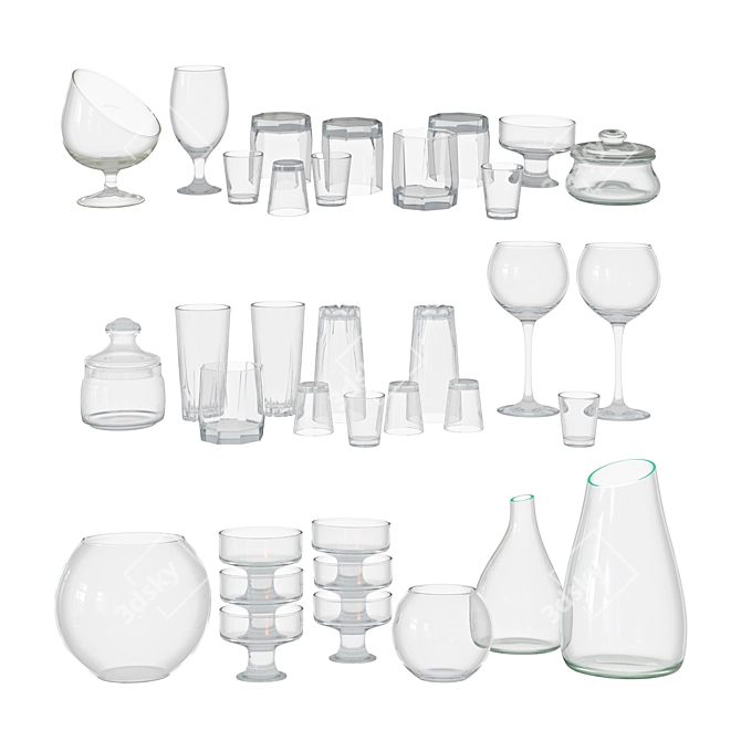 Glassware Set for Tabletop and Display 3D model image 3