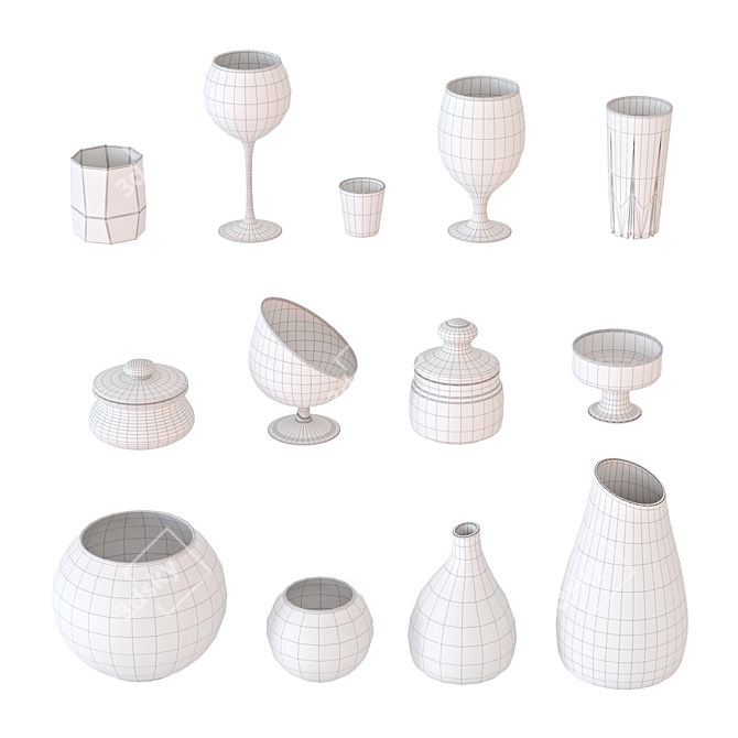 Glassware Set for Tabletop and Display 3D model image 4