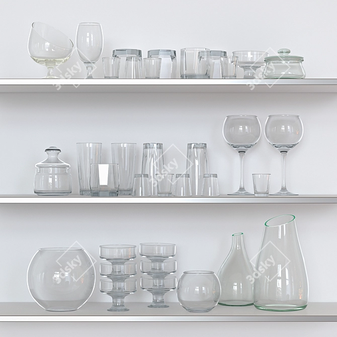 Glassware Set for Tabletop and Display 3D model image 5