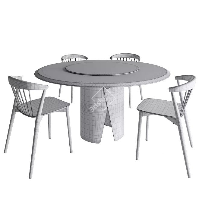 Italian Design Table & Chair 3D model image 4