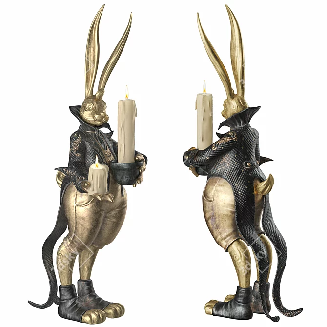 Rabbit Christmas Decor Set 3D model image 3