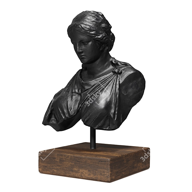 Artemis Diana Metal Plaster Bust 3D model image 3