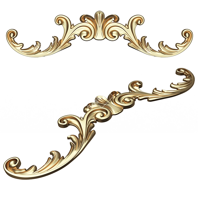 Elegant Carved Plaster Molding Design 3D model image 1