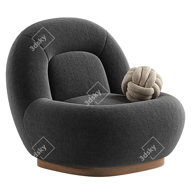 Modern Linen Lounge Chair Walnut 3D model image 12