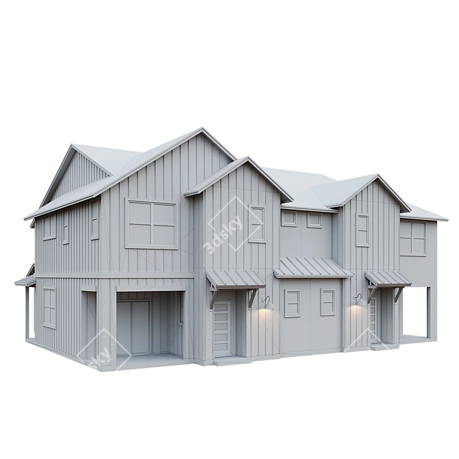 Modern Low Poly American House 3D model image 6