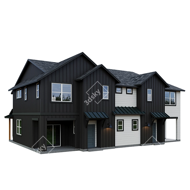 Modern Low Poly American House 3D model image 8