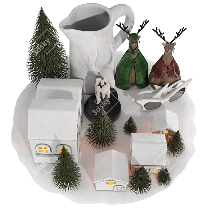 Christmas 3D Decorative Set Bundle 3D model image 2