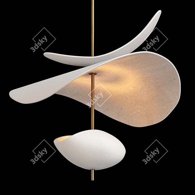 Ceramic and Brass Pendant Chandelier 3D model image 3