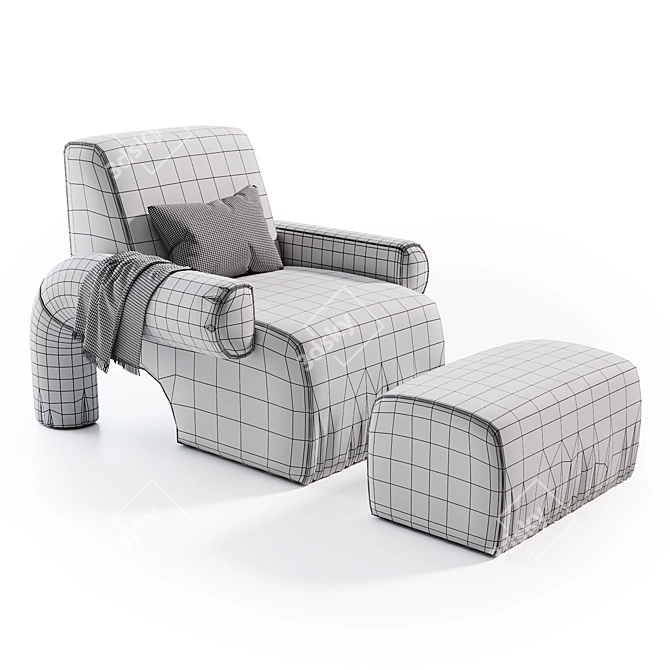 Elegant Lounge Set with Ottoman 3D model image 4