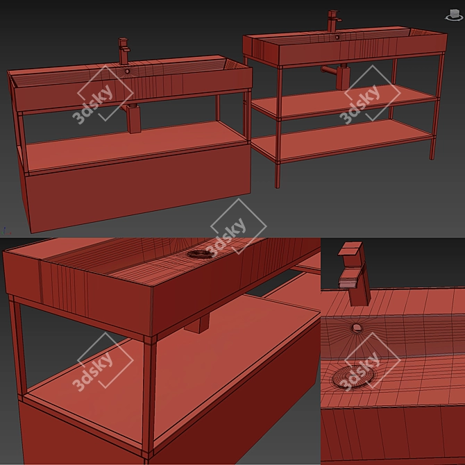 Cezares Cadro Console 2-Tiered White 3D model image 5