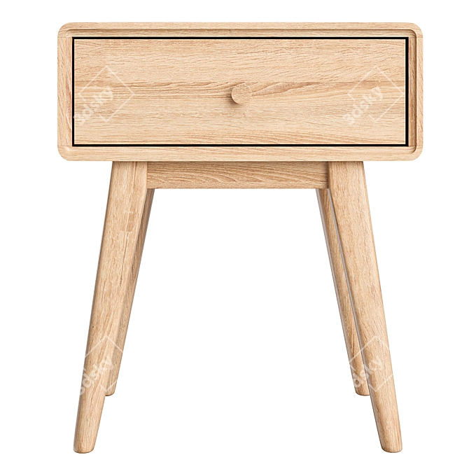Vintage Spindle-Leg Bedside Table 3D model image 5