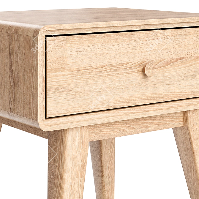 Vintage Spindle-Leg Bedside Table 3D model image 6