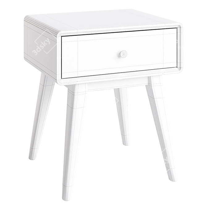 Vintage Spindle-Leg Bedside Table 3D model image 7