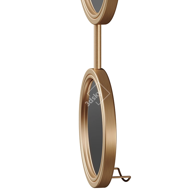 Gold Double Circle Wall Mirror 3D model image 3