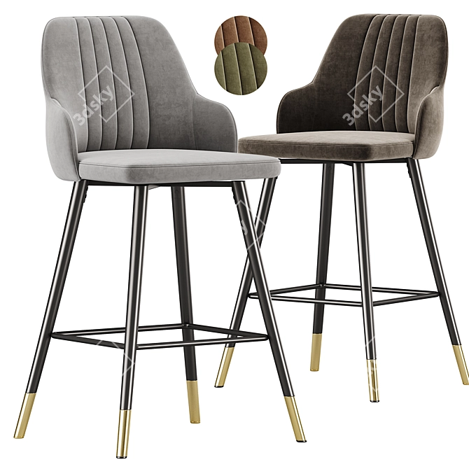 Ergonomic Bar Stool with Backrest 3D model image 1