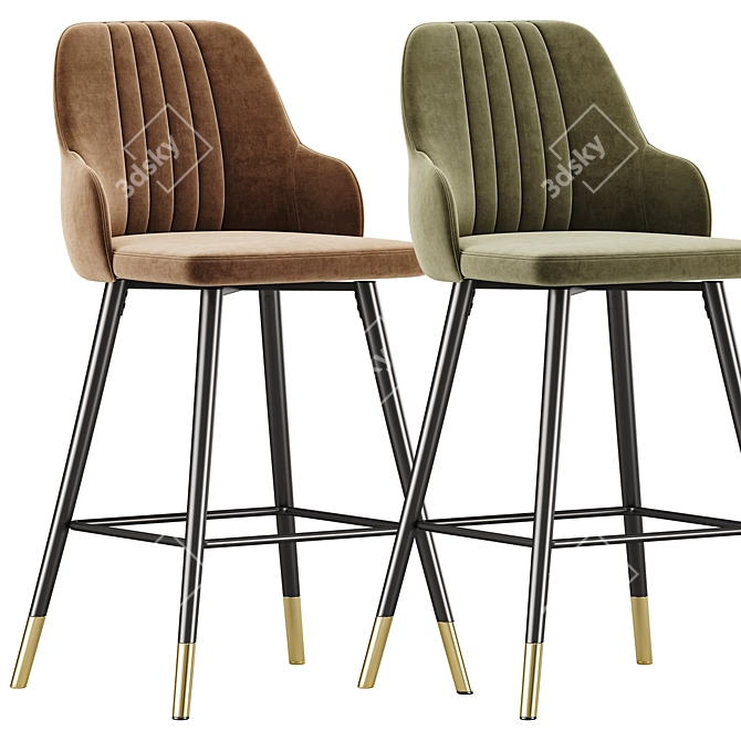 Ergonomic Bar Stool with Backrest 3D model image 2