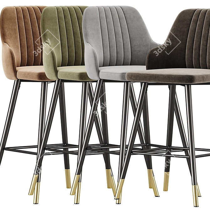 Ergonomic Bar Stool with Backrest 3D model image 3