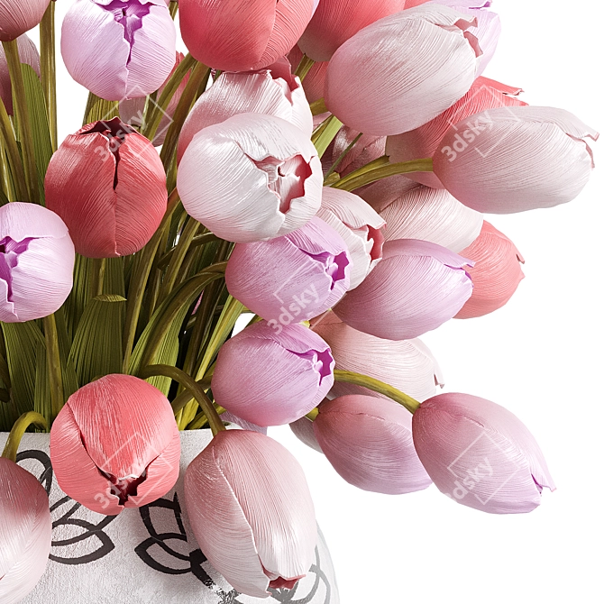 Tulips Bouquet in Vase 3D model image 3