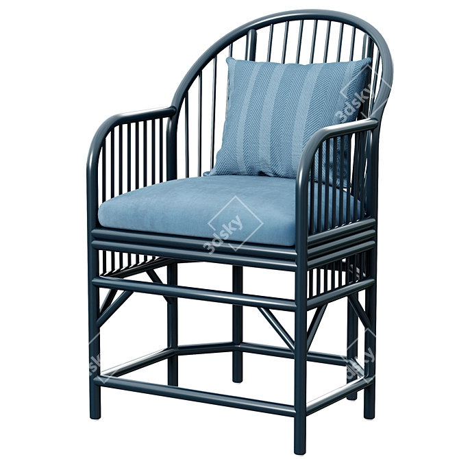 Elegant Rattan Pavilion Chair 3D model image 1