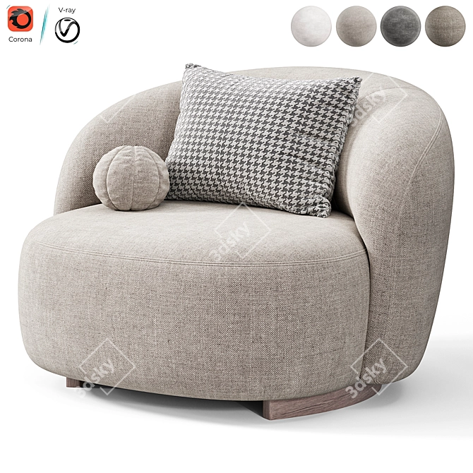 Elegant Aralia Armchair by Diotti 3D model image 4