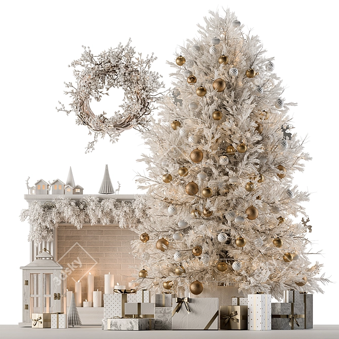 Festive Christmas Tree & Decor 3D model image 1