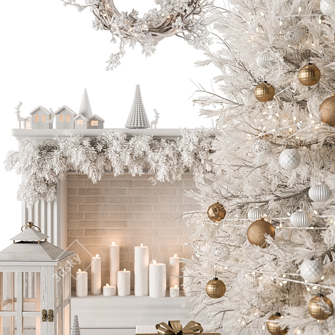 Festive Christmas Tree & Decor 3D model image 4