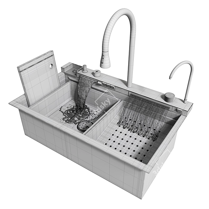 Digital Waterfall Luxury Kitchen Sink 3D model image 6