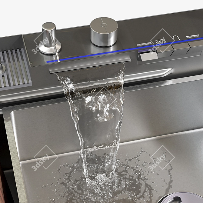 Digital Waterfall Luxury Kitchen Sink 3D model image 7