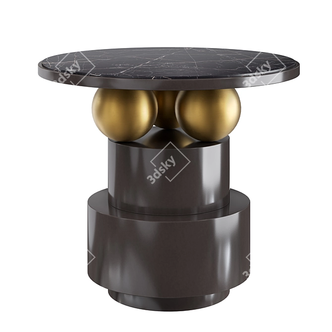 Boule Table: Luxe Noir Marble 3D model image 1