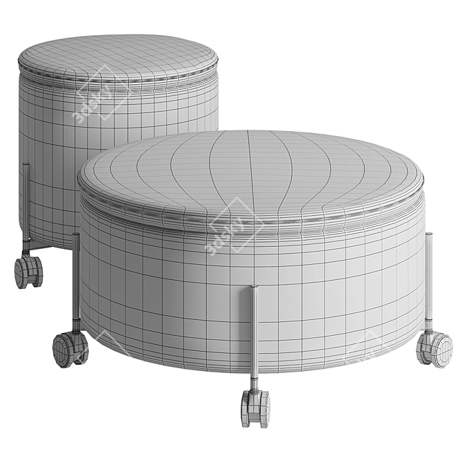 Adjustable Hubsch Pouffe Set 3D model image 4