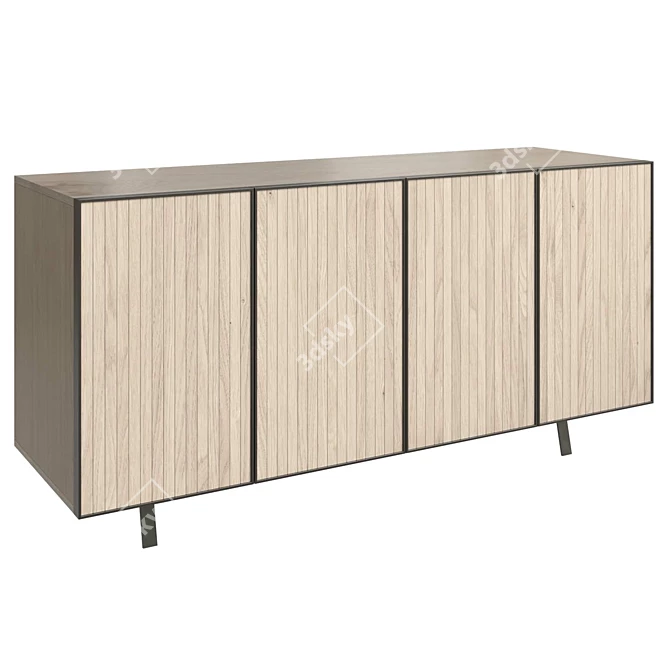 Modern Steel White Oak Sideboard 3D model image 1