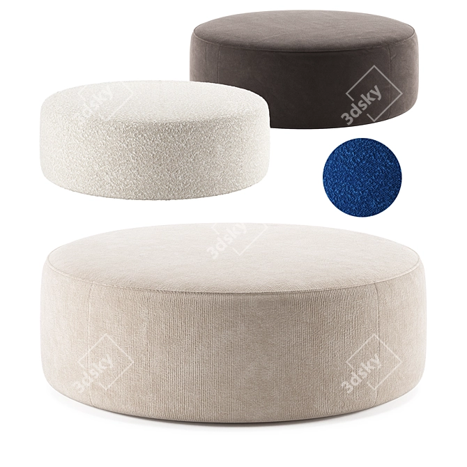 Luxury Grey Velvet AKERA Pouf 3D model image 1