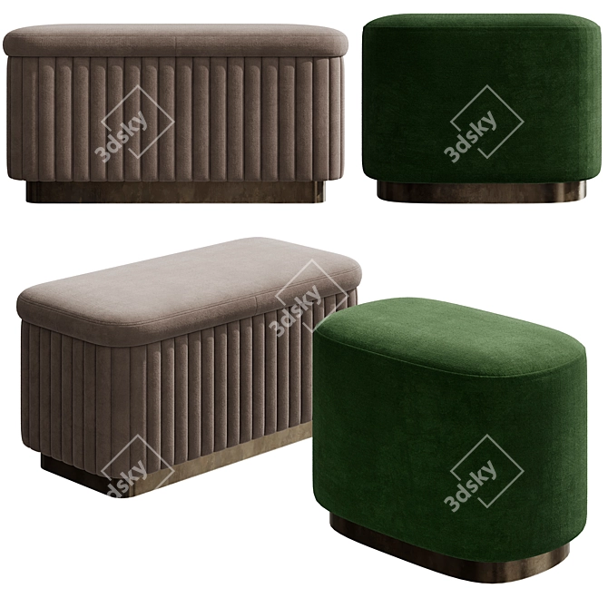  Deco Luxury Home Pouffe 3D model image 1