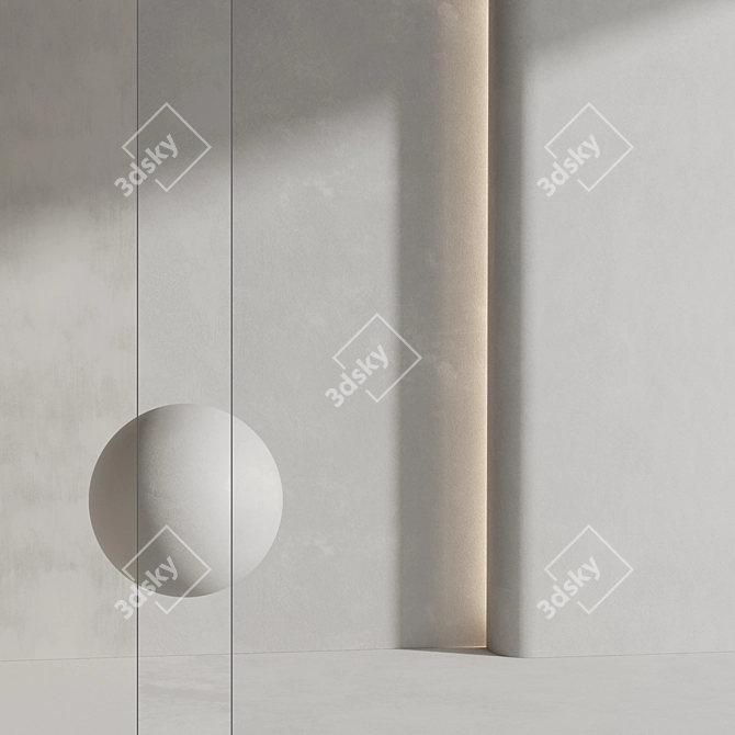 White Plaster Materials 3 Options 3D model image 1