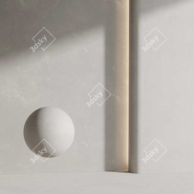 White Plaster Materials 3 Options 3D model image 2