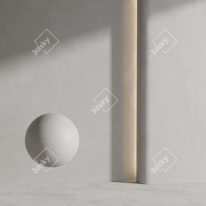 White Plaster Materials 3 Options 3D model image 4