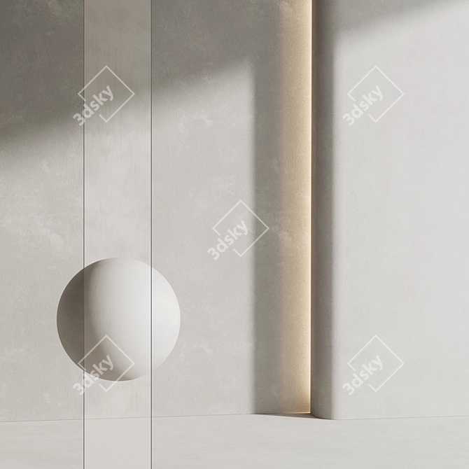 White Plaster Materials 3 Options 3D model image 8