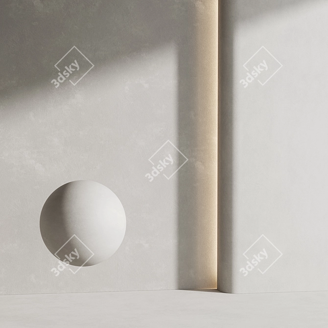 White Plaster Materials 3 Options 3D model image 9
